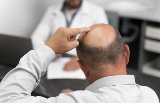Homme en rdv pour une greffe de cheveux