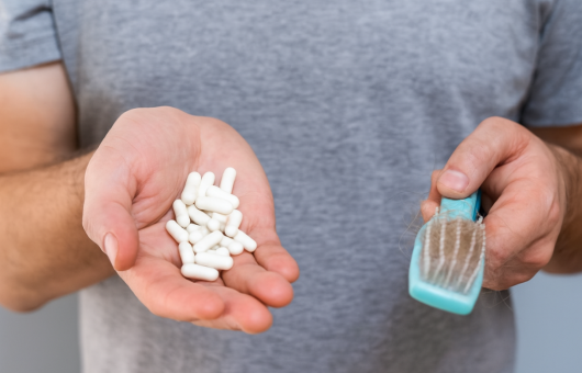 perte de cheveux dans la brosse et comprimés finastéride