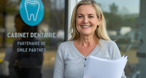 femme qui a guéri sa parodontite et attends le remboursement